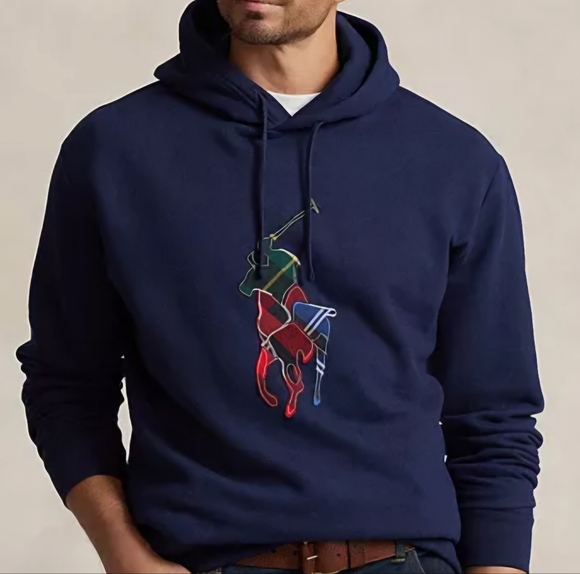 Polo Ralph Lauren Plaid Big Pony Fleece Hoodie Men's 4XB